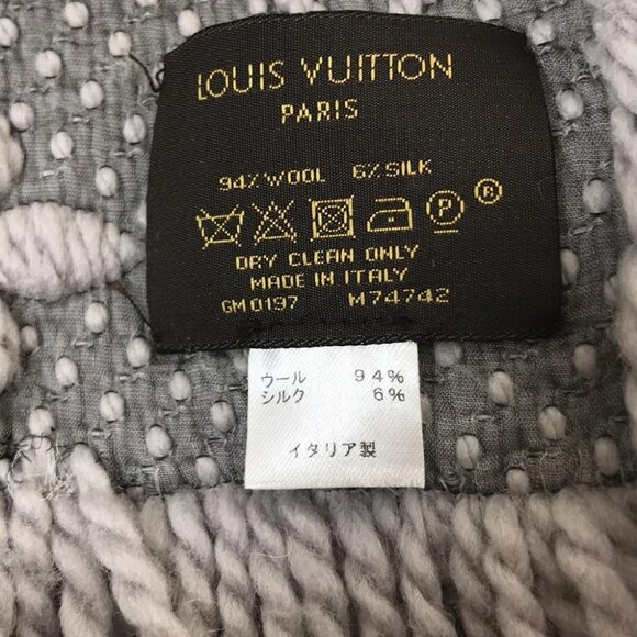 Auth LOUIS VUITTON Echarpe Logomania M74742 Gris Perle - GM0197 Scarf - Picture 6 of 6